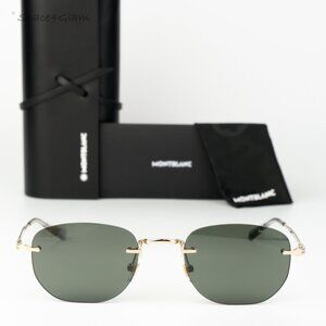 Montblanc Men Sunglasses Gold Grey Square Rimless MB0303S 001 NEW AUTHENTIC